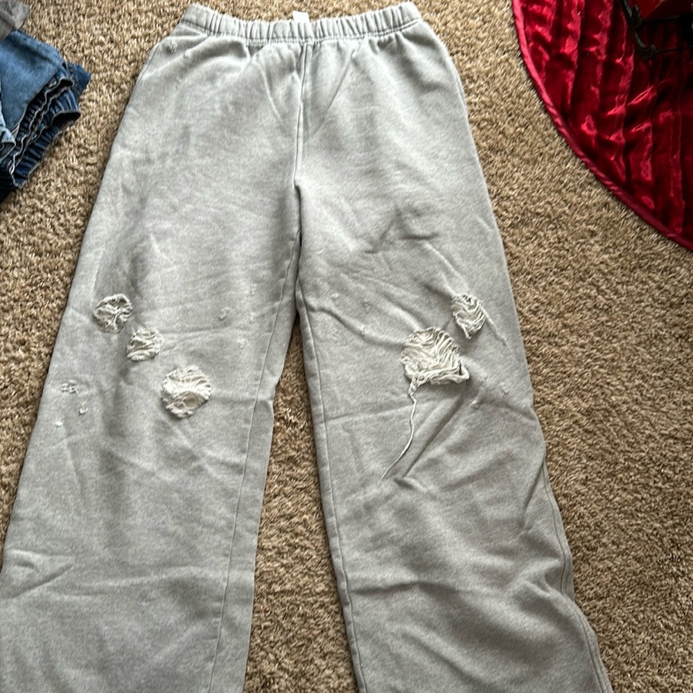 Good American distressed wide-leg sweatpants
